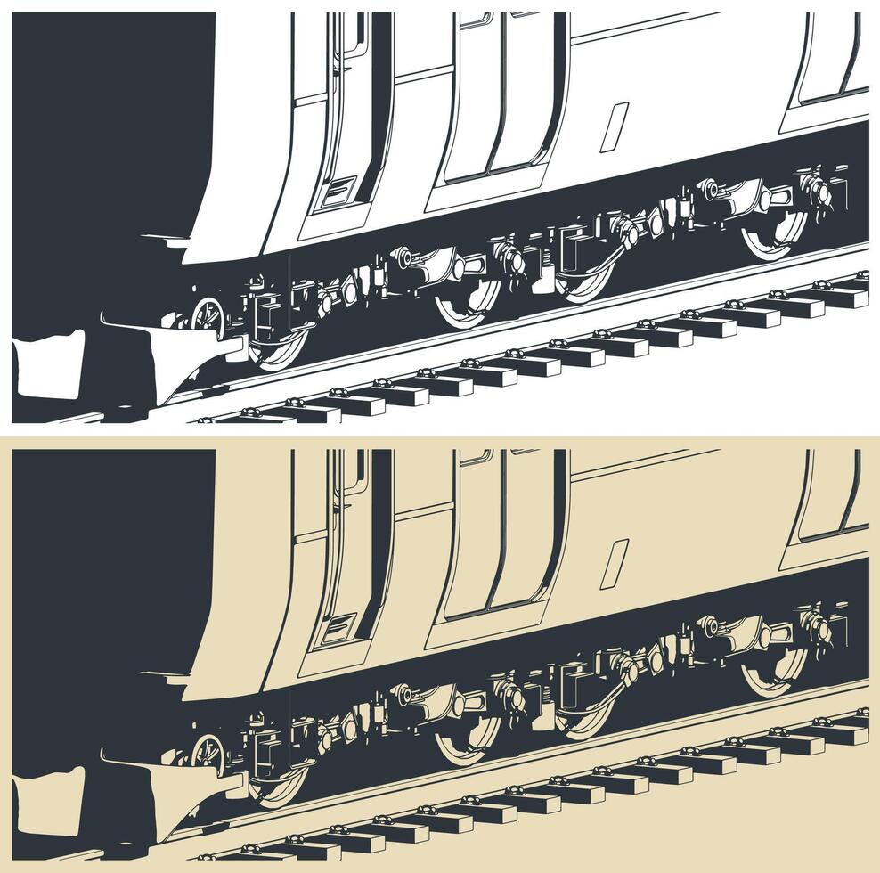 City train bogie close-up vector