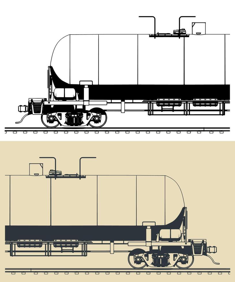 Railway tank car close up vector