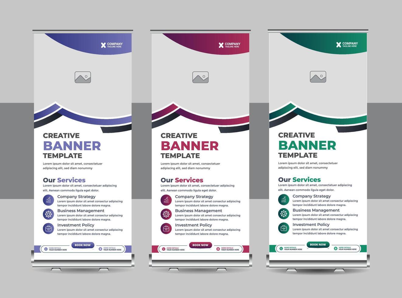 Business rollup banner template, advertisement, pull up, display banner, x-banner, flag-banner, exhibition banner design template vector
