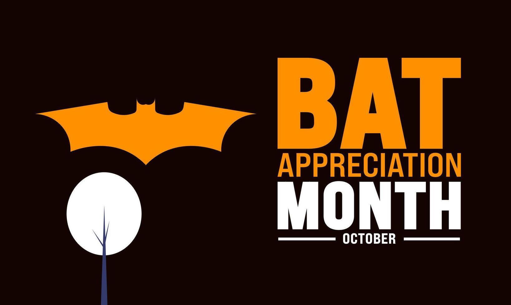 Bat Appreciation Month on October. Illustration of bats vector