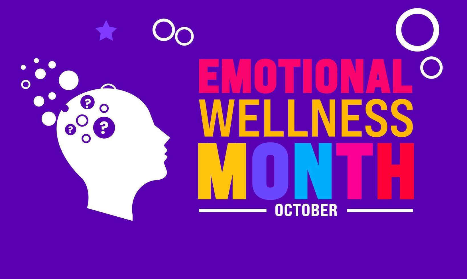 october is Emotional Wellness Month observed each year . it includes our emotional, psychological, and social well-being. vector