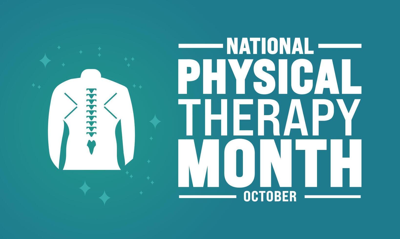 National Physical therapy month on October. good for background template one of the healthcare professions provided by physical therapists. background, banner, placard, card, and poster design vector