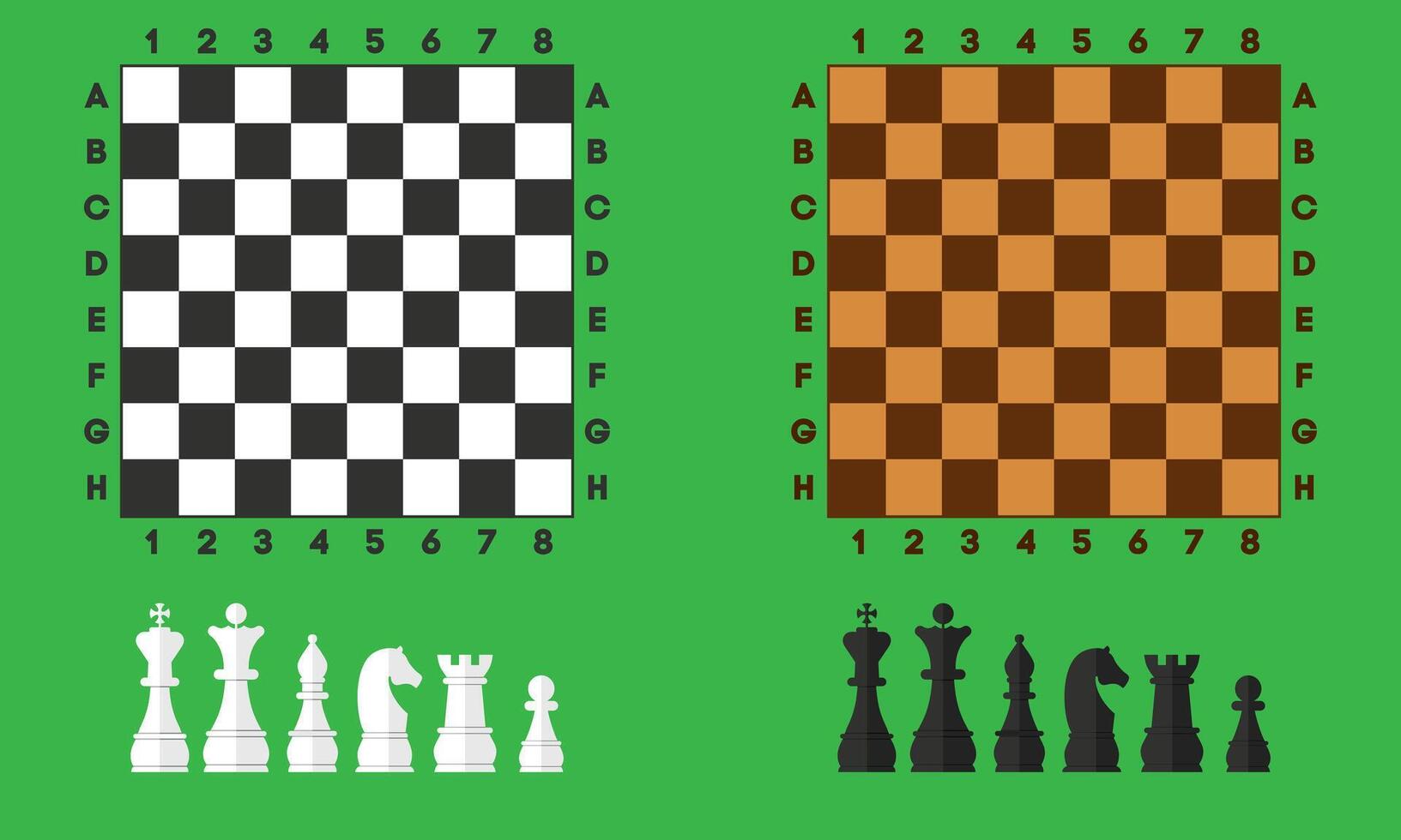 Set of chess boards with black and white pieces vector