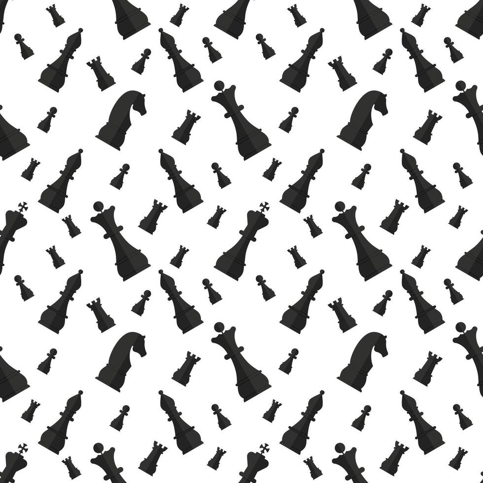 Seamless pattern of black chess pieces on a white background vector