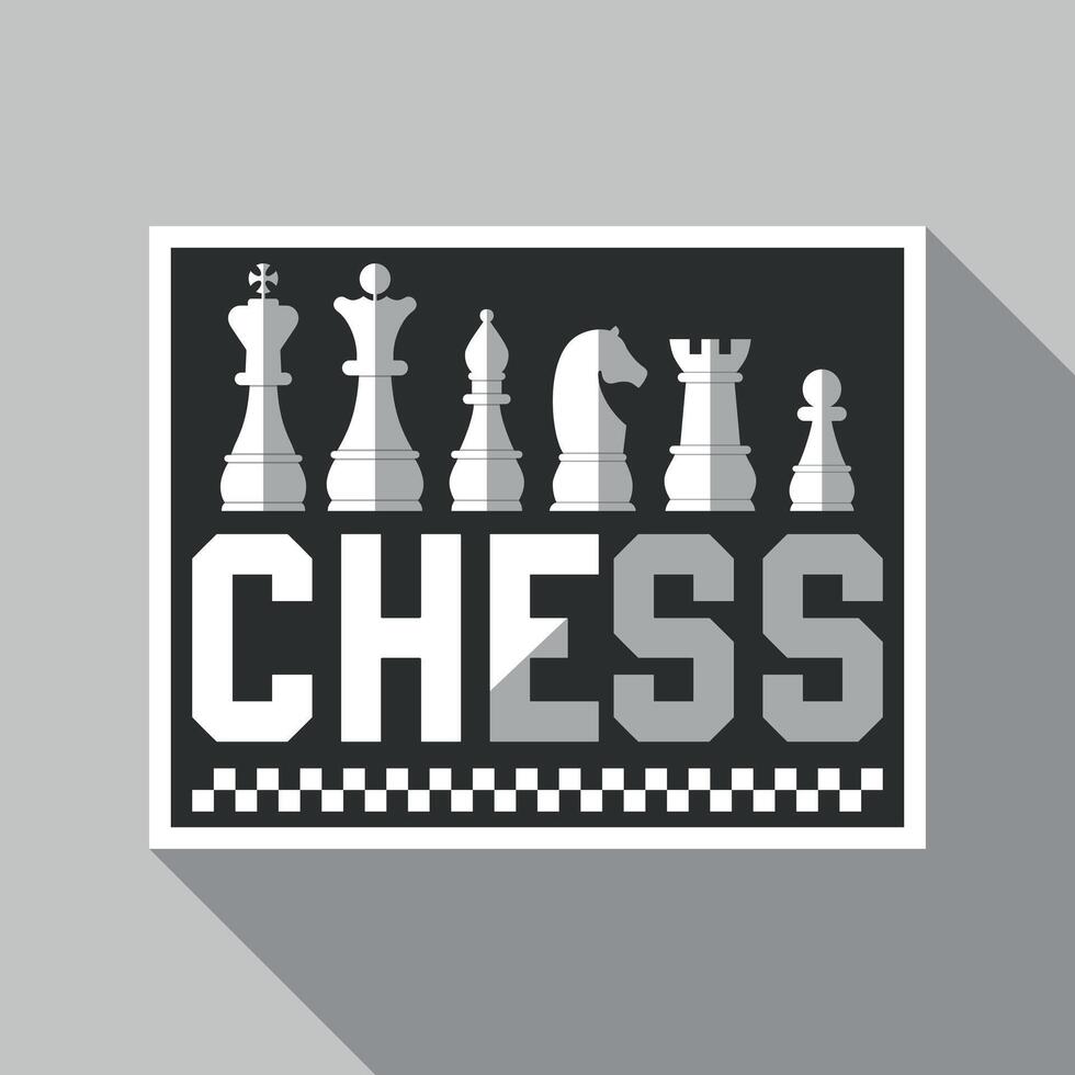 Logo white chess figures with text shadow on white background vector