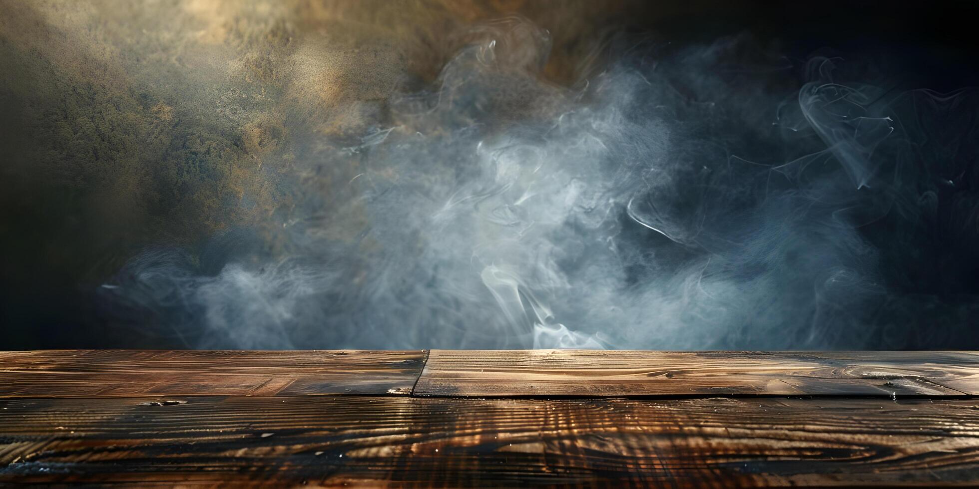 Aromatic Smoke on a Rustic Table Background photo