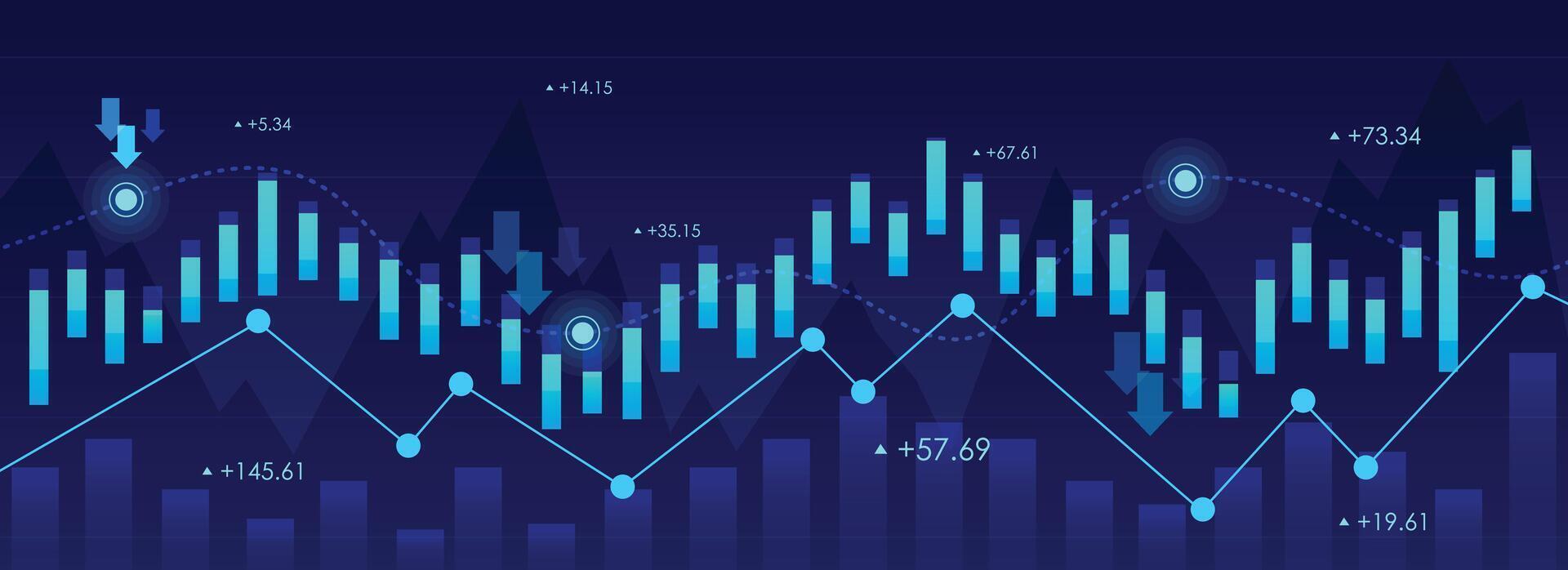 Abstract financial graph diagrams background vector