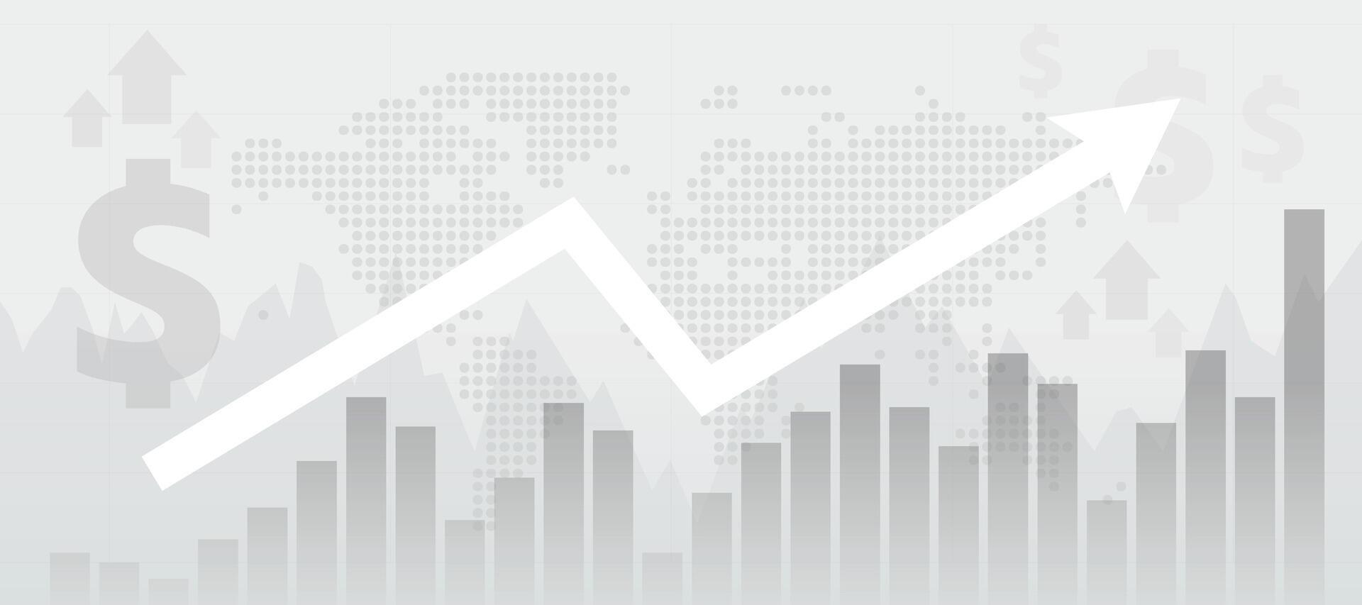 arrow white up line trends finance on map vector