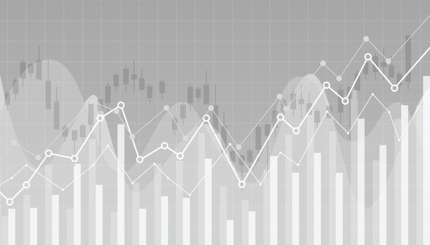 Stock market Line Chart with Gradient Grey Background vector