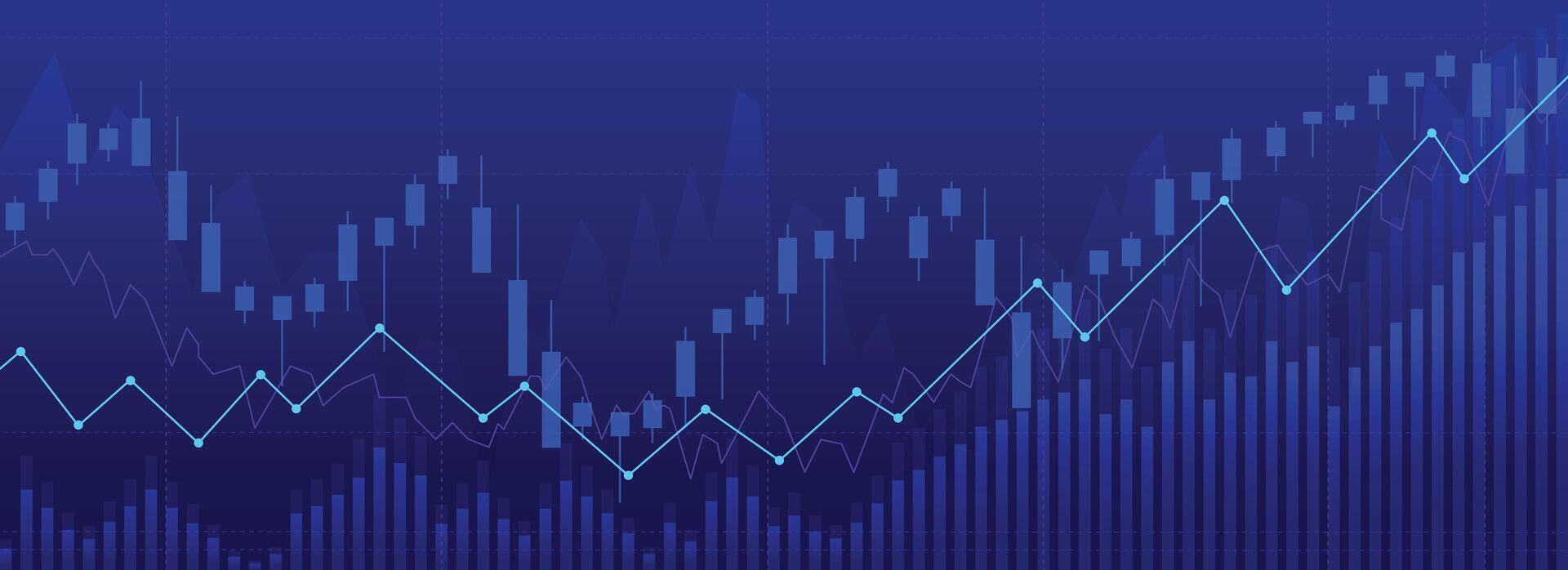 up trend line graph blue background vector