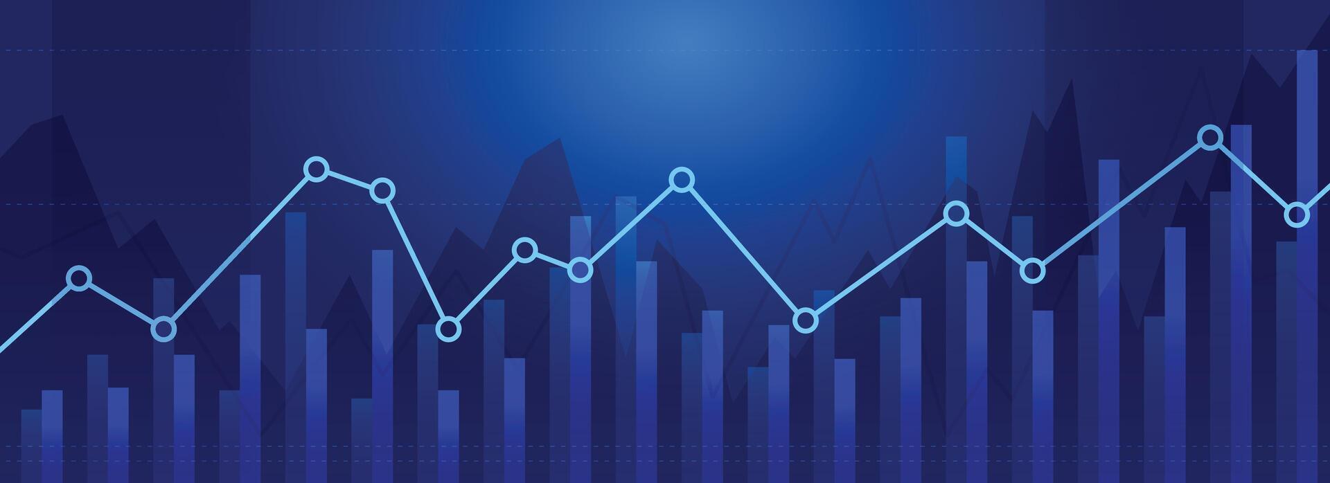 Finance graphs line chart on a blue black grounds tock market vector