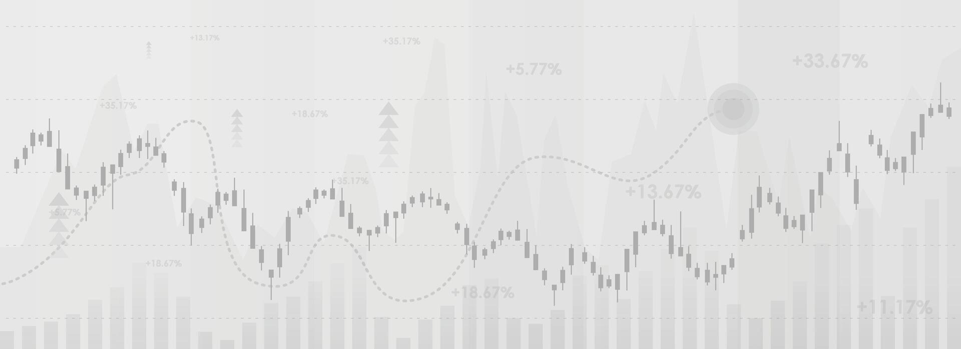 candlestick and line chart on diagram vector