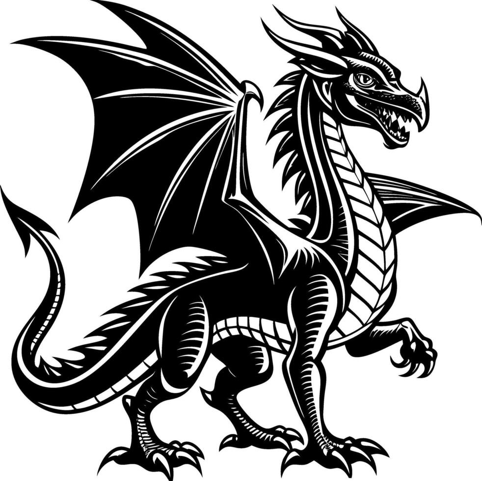Dragon Tattoo Designs Set Round with Decorative Background Illustrations vector