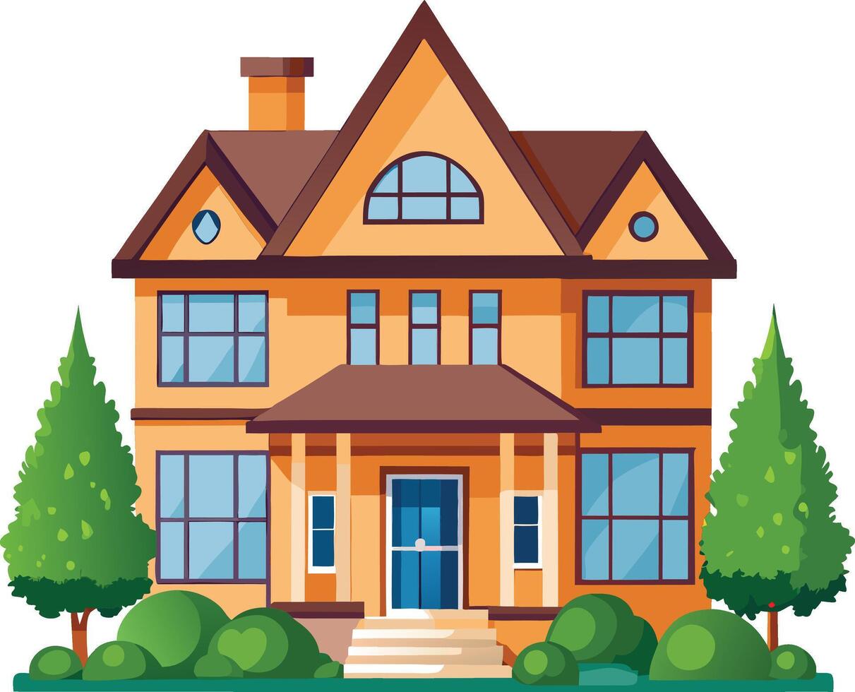 Lively and Playful Cartoon House Art Perfect for Brightening Kids' Spaces vector