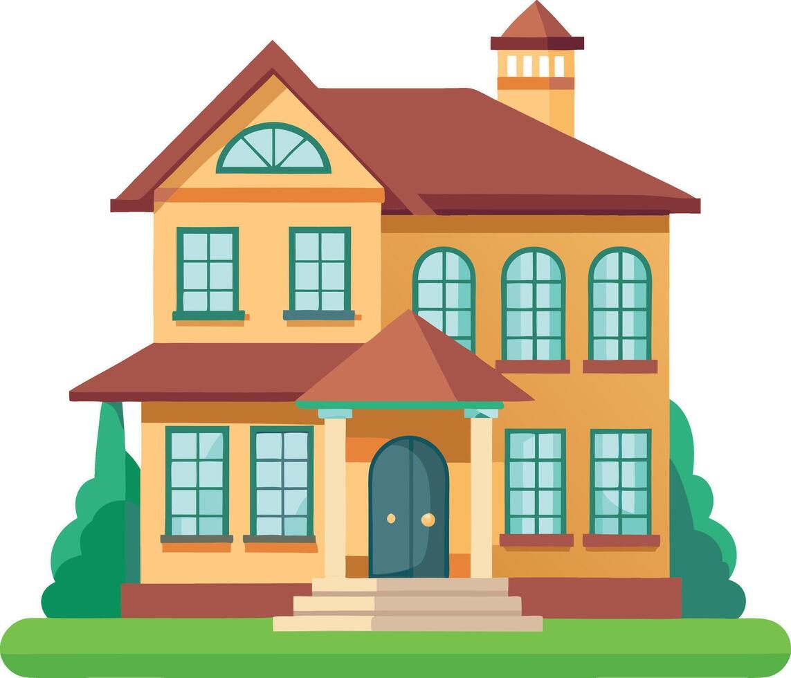 Playful and Colorful Cartoon House Illustration Perfect for Children's Deco vector