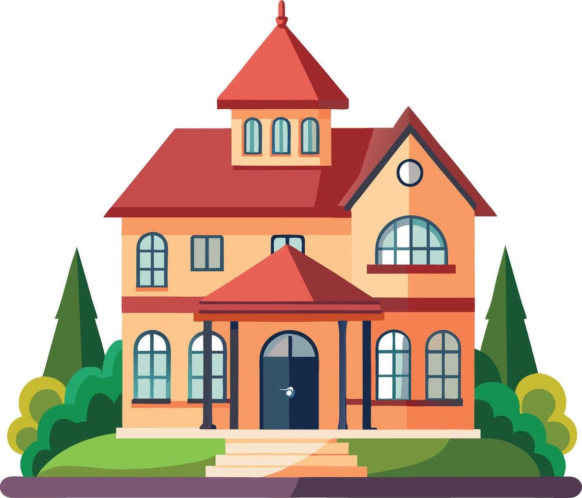 Bright and Vibrant Cartoon House Design Whimsical and Colorful Art vector