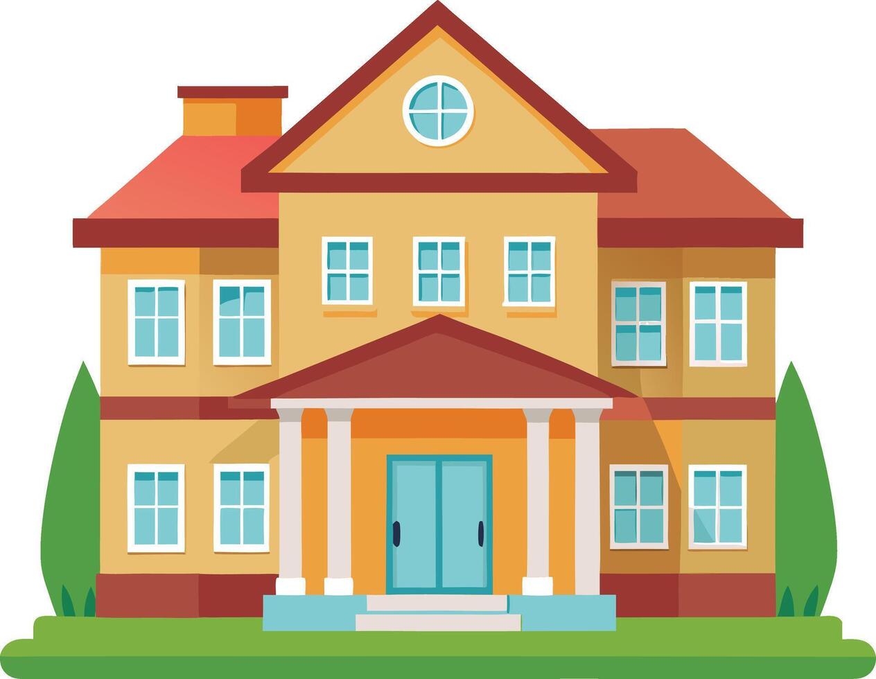 Joyful and Colorful Cartoon House Illustration Ideal for Kids' Spaces vector