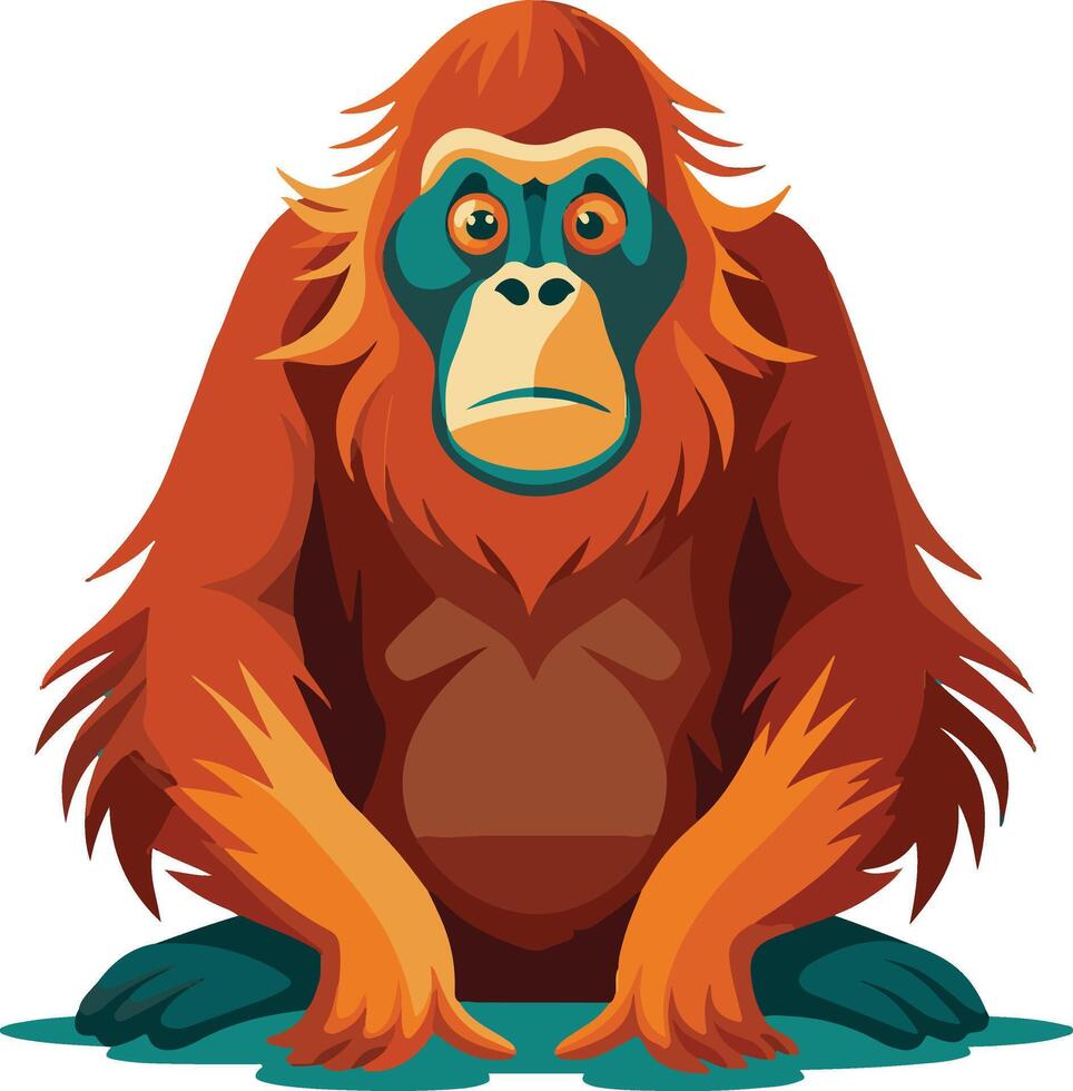 High-Resolution Orangutan Cartoon Illustration on White Background Perfect for Custom Artwork vector