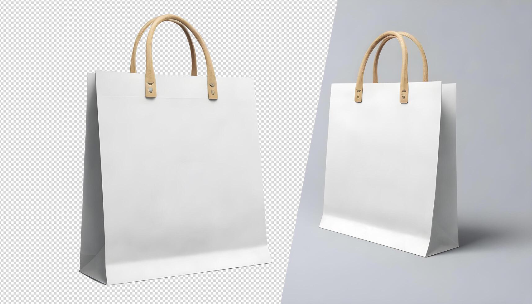 isolated white shopping paper bag on background photo
