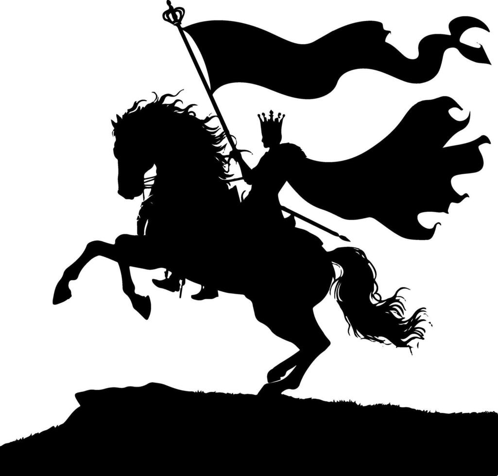 Regal King on Horse Silhouette Premium Design with White Background vector