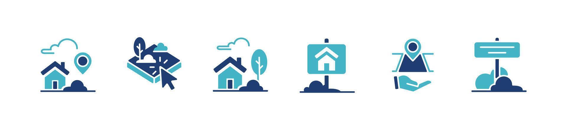 Set of house land property icon set real estate asset location line illustration property business market symbol design for web and app vector
