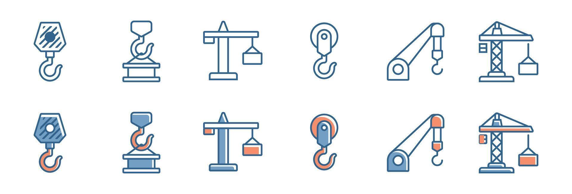 crane hook icons set heavy lifting machine crane engineering industry illustration vector