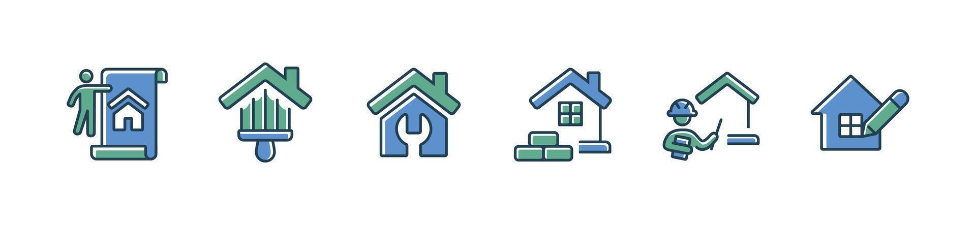 collection of house renovation construction icon set building and property repair symbol illustration vector