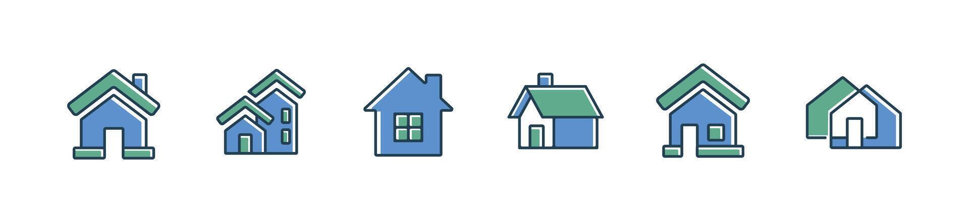 simple house icon set - property home symbol illustration vector
