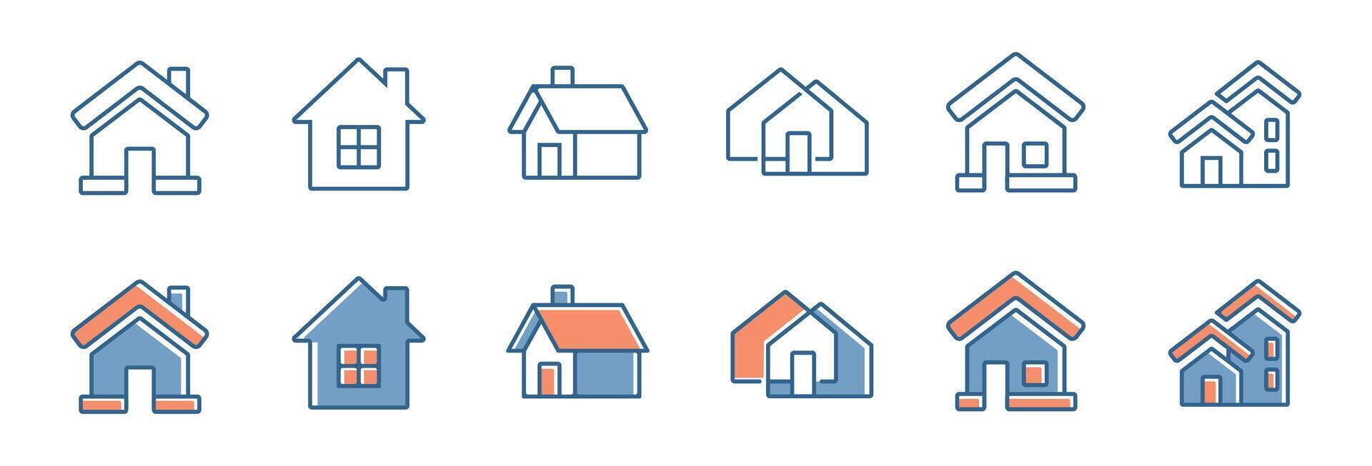 collection of simple home icon set - real estate house symbol illustration vector