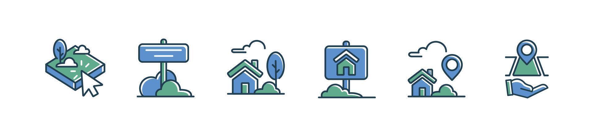 Set of asset property sale icon set house and land real estate market location illustration vector