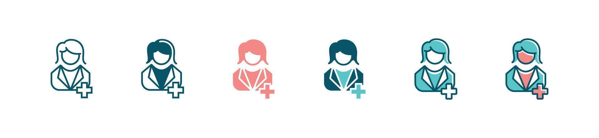 doctor health care support icon set medicals nurse and physician professional assistant illustration for web and app vector