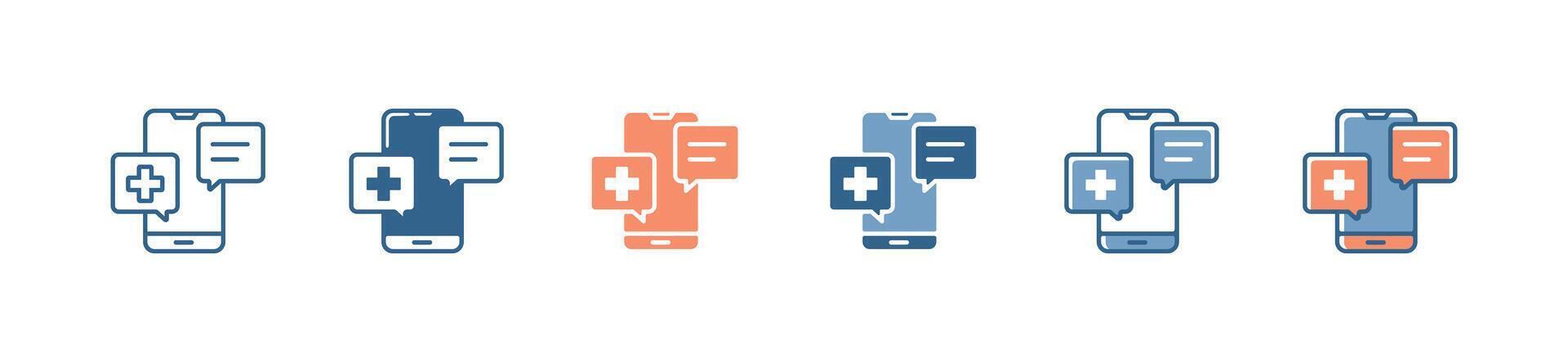 online mobile medical check-up icon set health care doctor support consultation conversation sign illustration vector