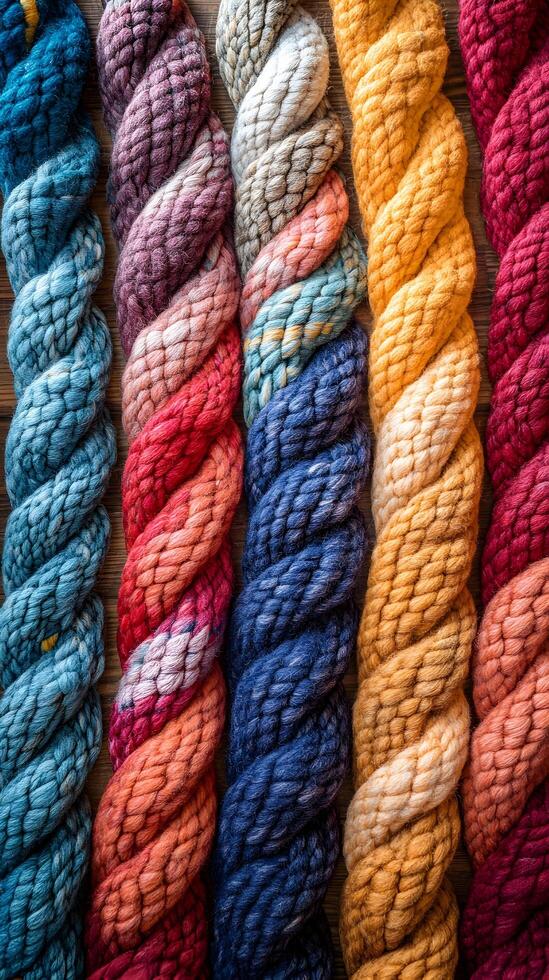 Vibrant Multicolored Knitted Textile Patterns in Bohemian Style photo