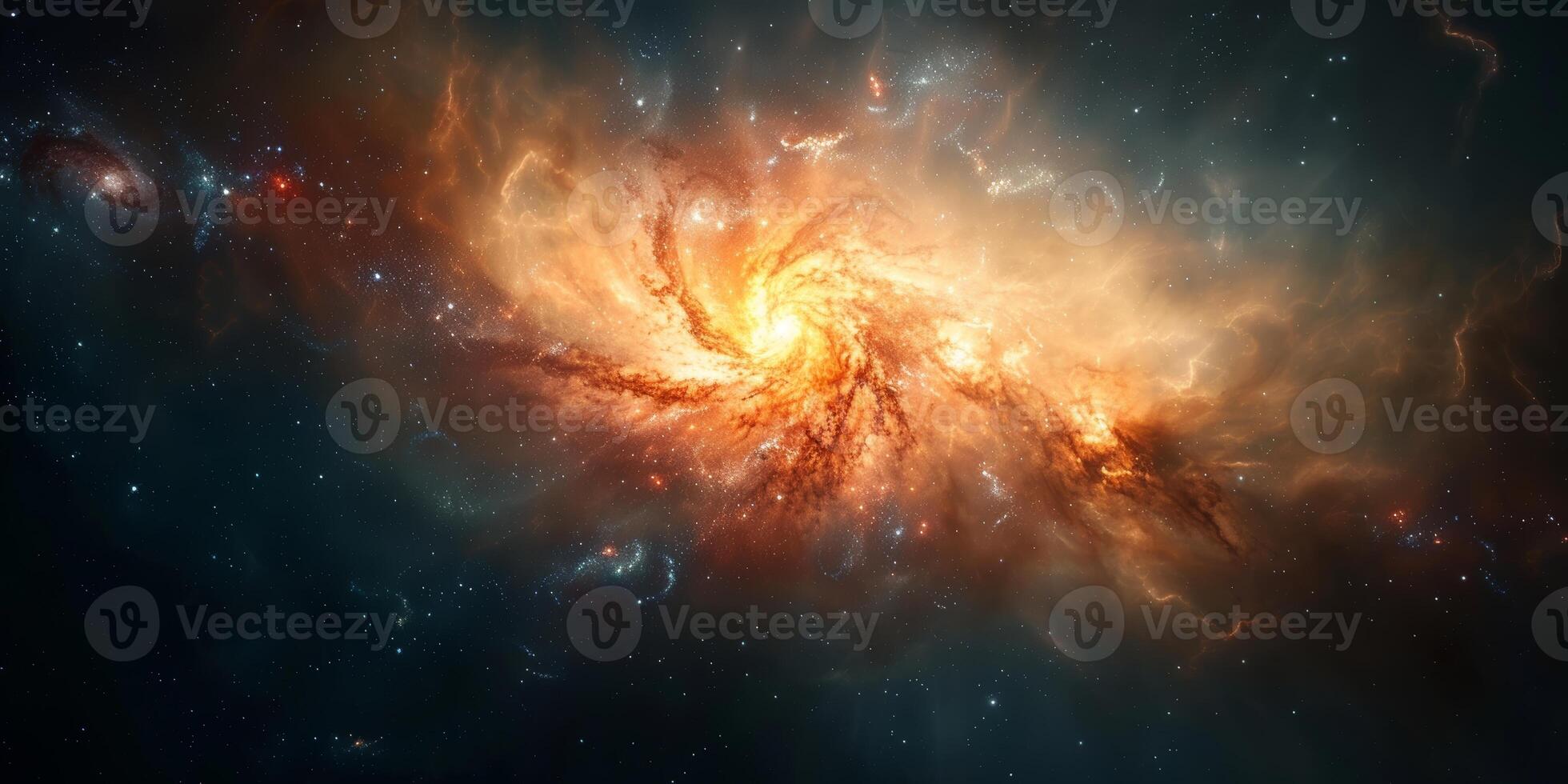 A galaxy with a bright orange star in the center by image photo