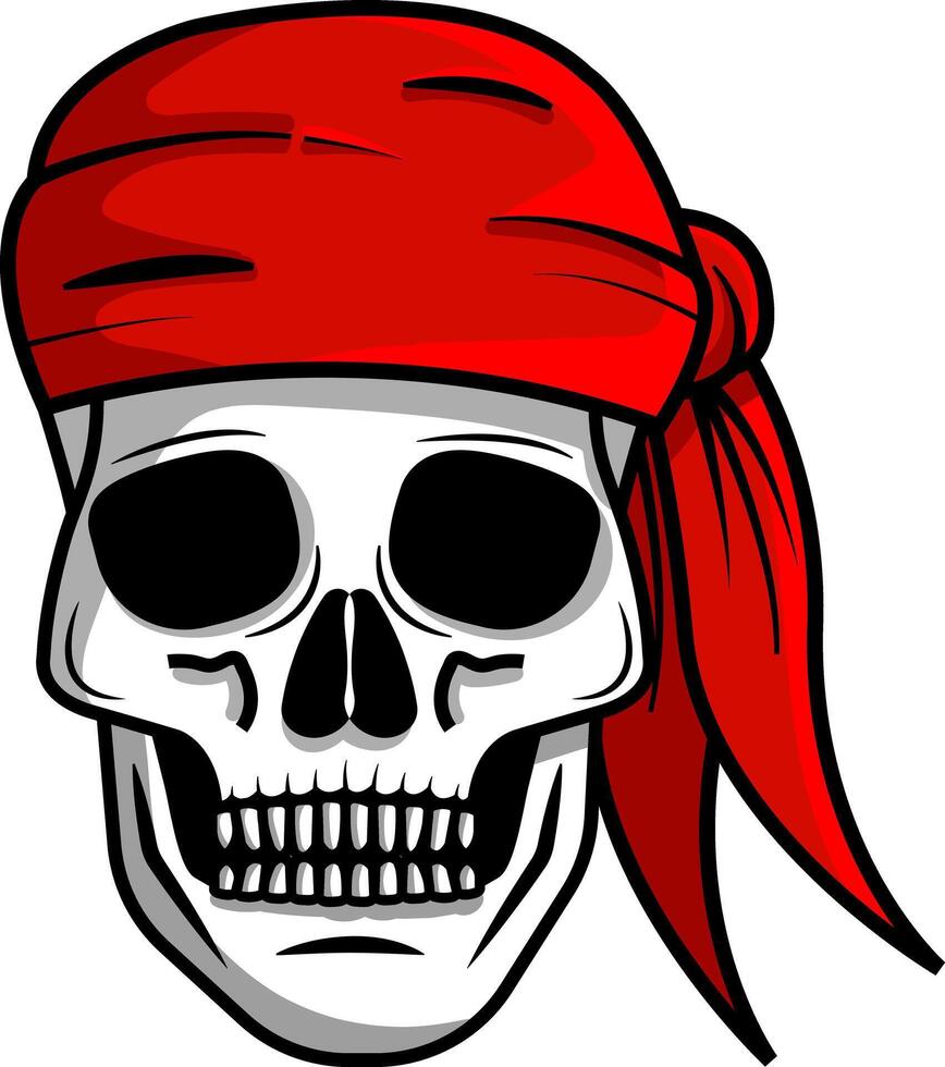Pirate skull with a red bandana, Halloween themed illustration isolated on a white background vector