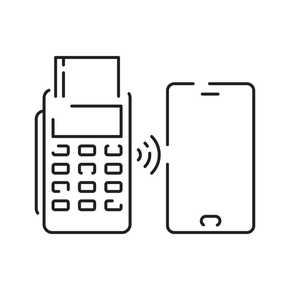 Pos Terminal Payment line icon with Credit Card and Check vector