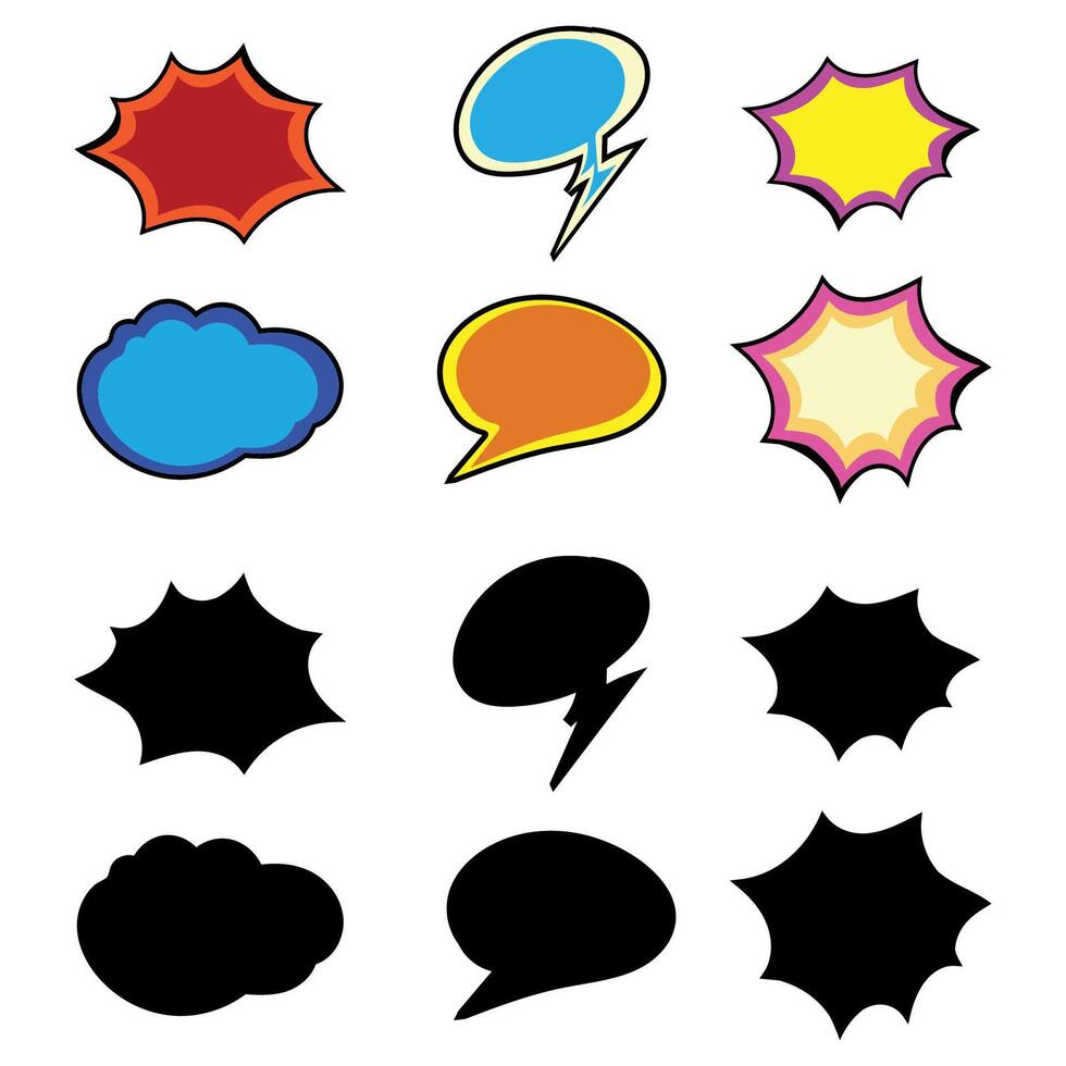 Comic bubble illustration set vector
