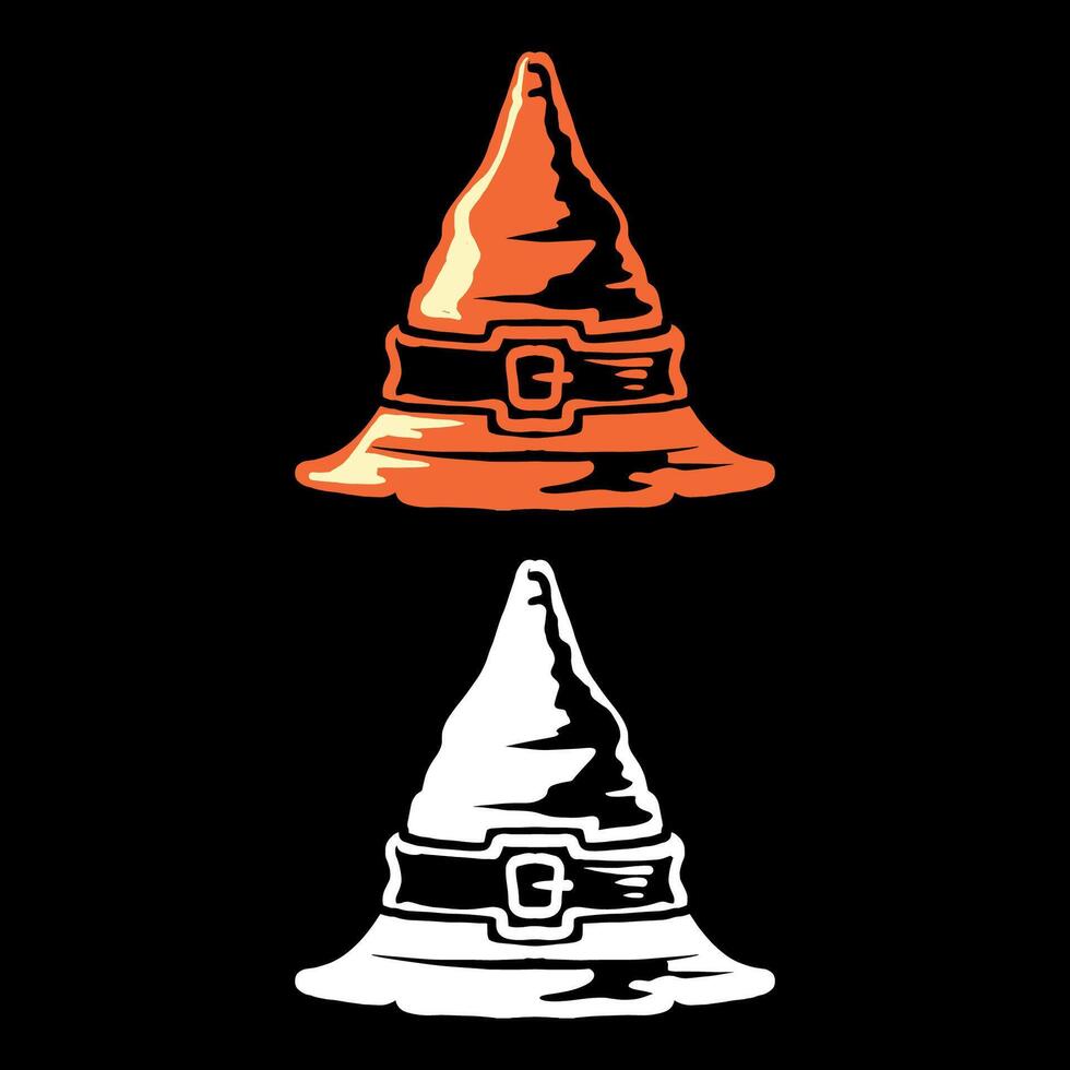 Halloween hat illustration collection, Isolated on black background. vector
