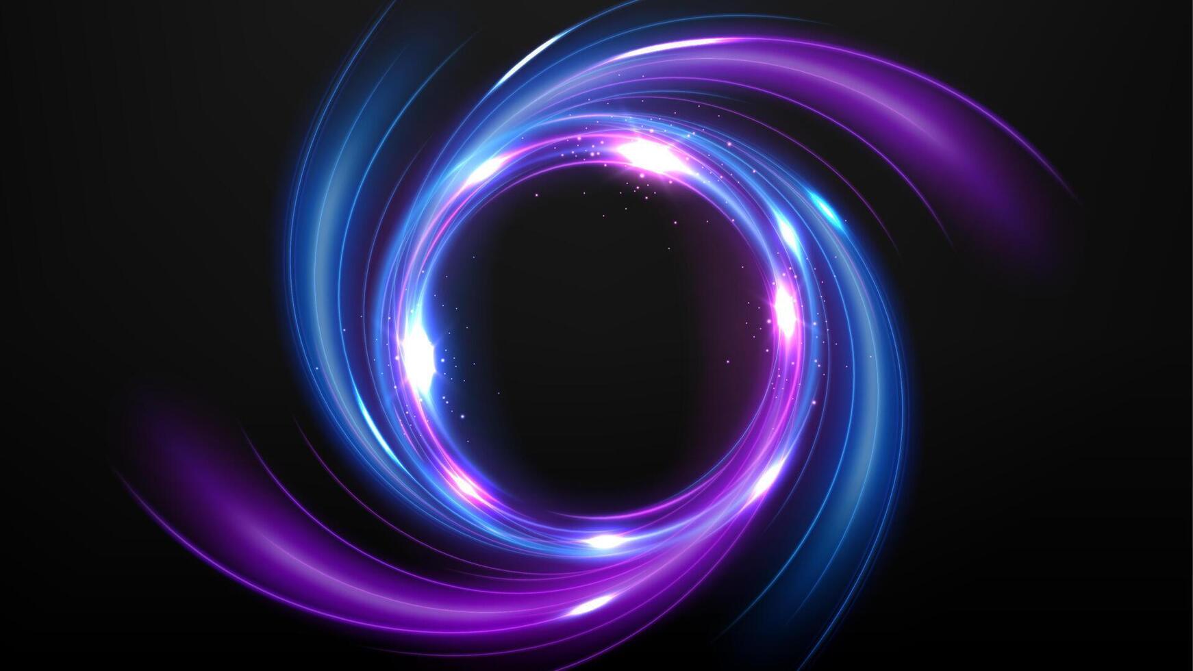 Blue and Purple Light Circle Effect on Dark Background vector