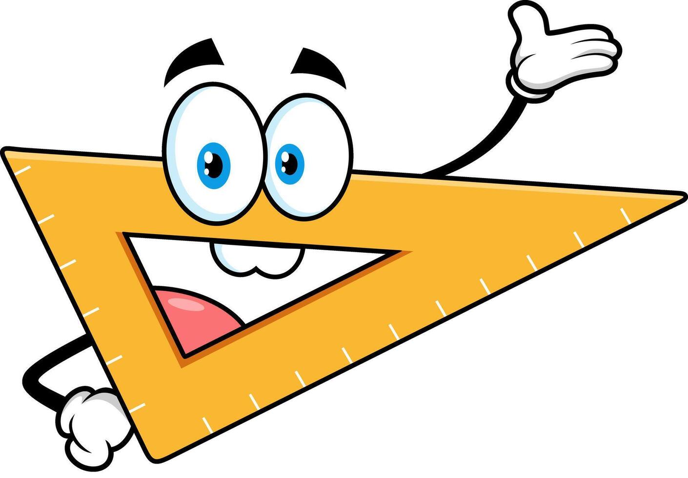School Ruler Triangle Cartoon Character Waving For Greeting vector
