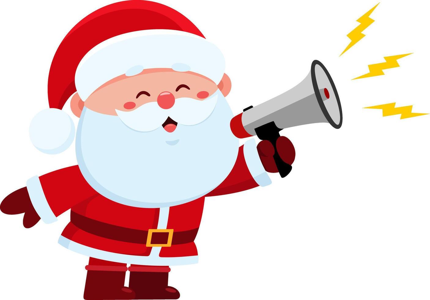 Cute Santa Claus Cartoon Character Speaking Through A Megaphone vector