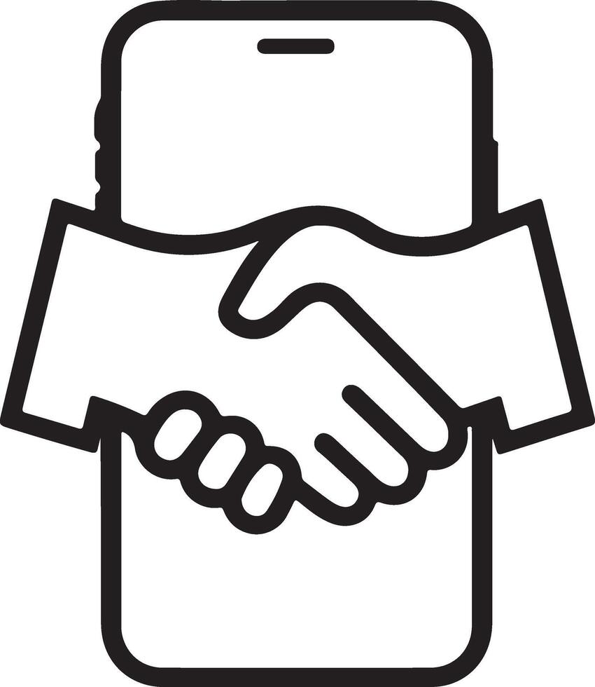 Art and illustration of a logo style image with smart phone and handshake, best for online business logo or icin vector