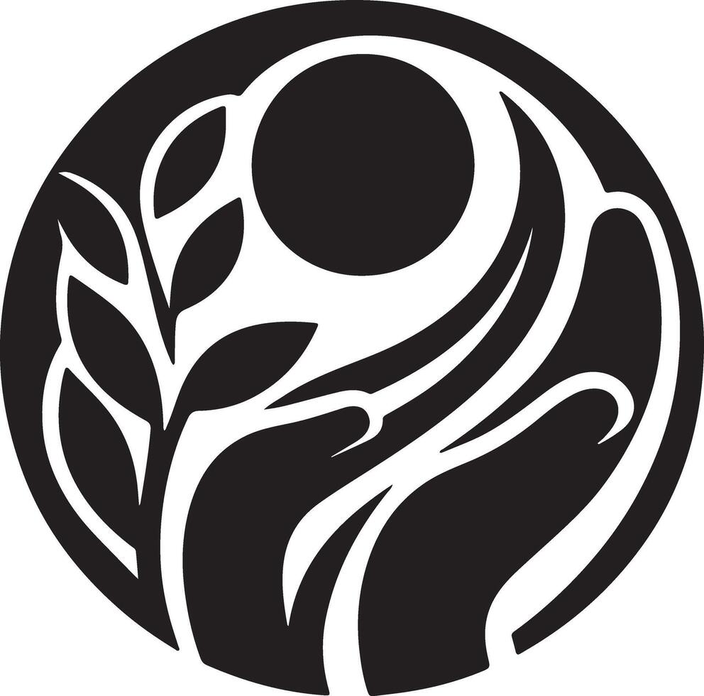 Creative social service logo illustration with nature, leaves, moon vector