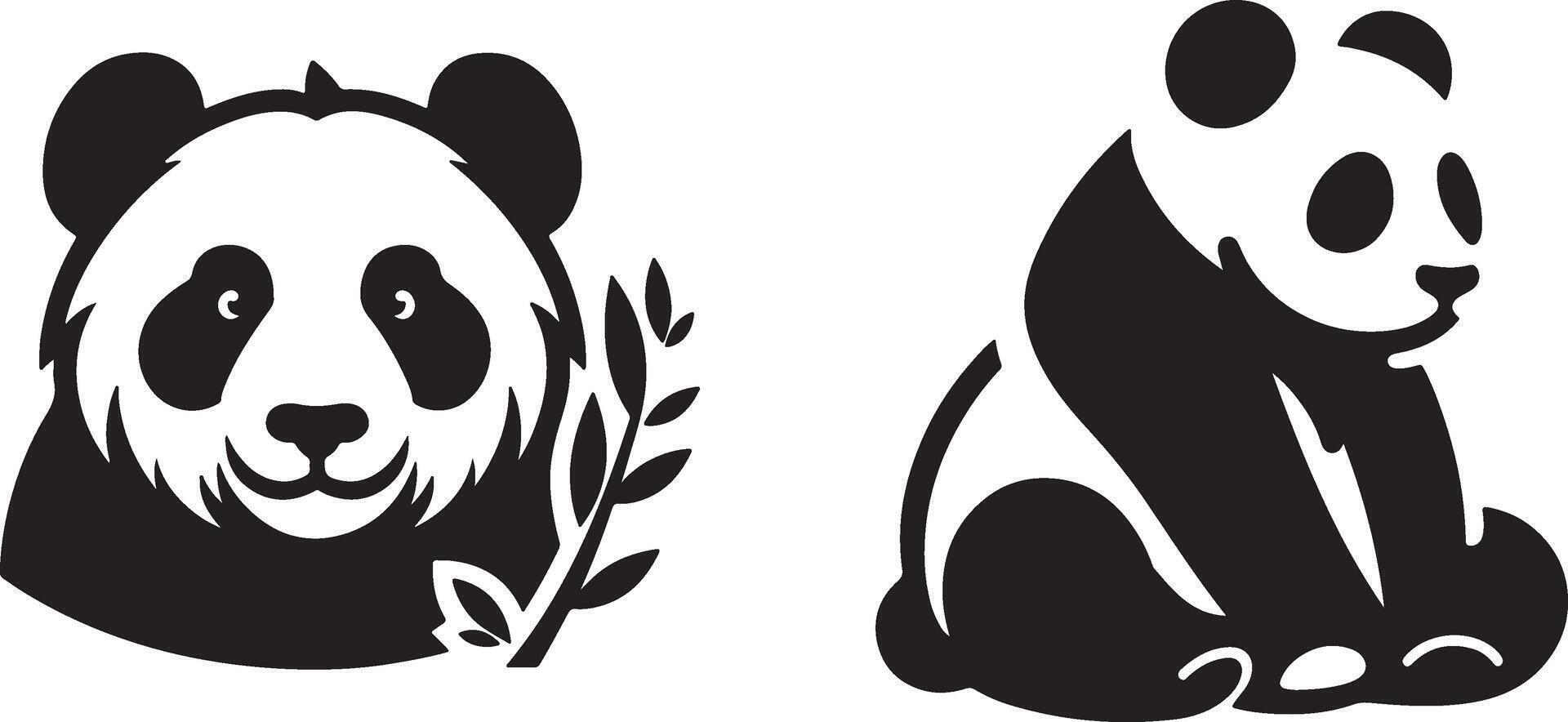 Panda bear silhouette image, art and illustration of panda bear. vector