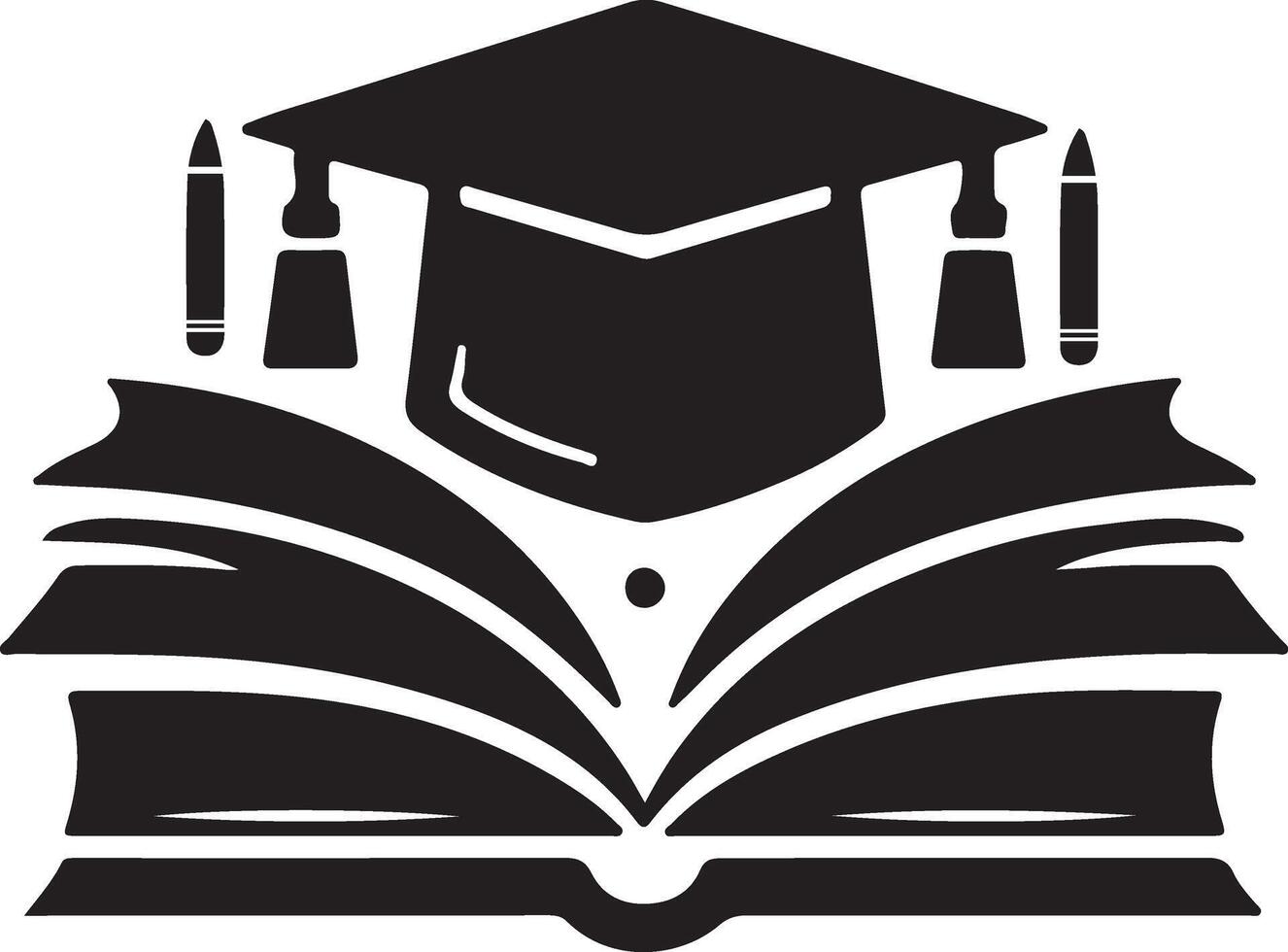 Education logo illustration design with open book, pencil and vector