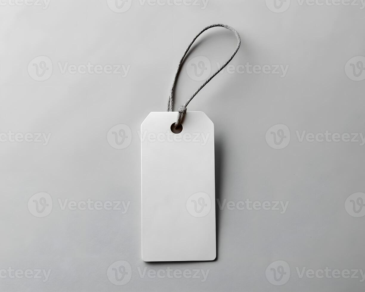 A Blank White Hang Tag Mockup photo