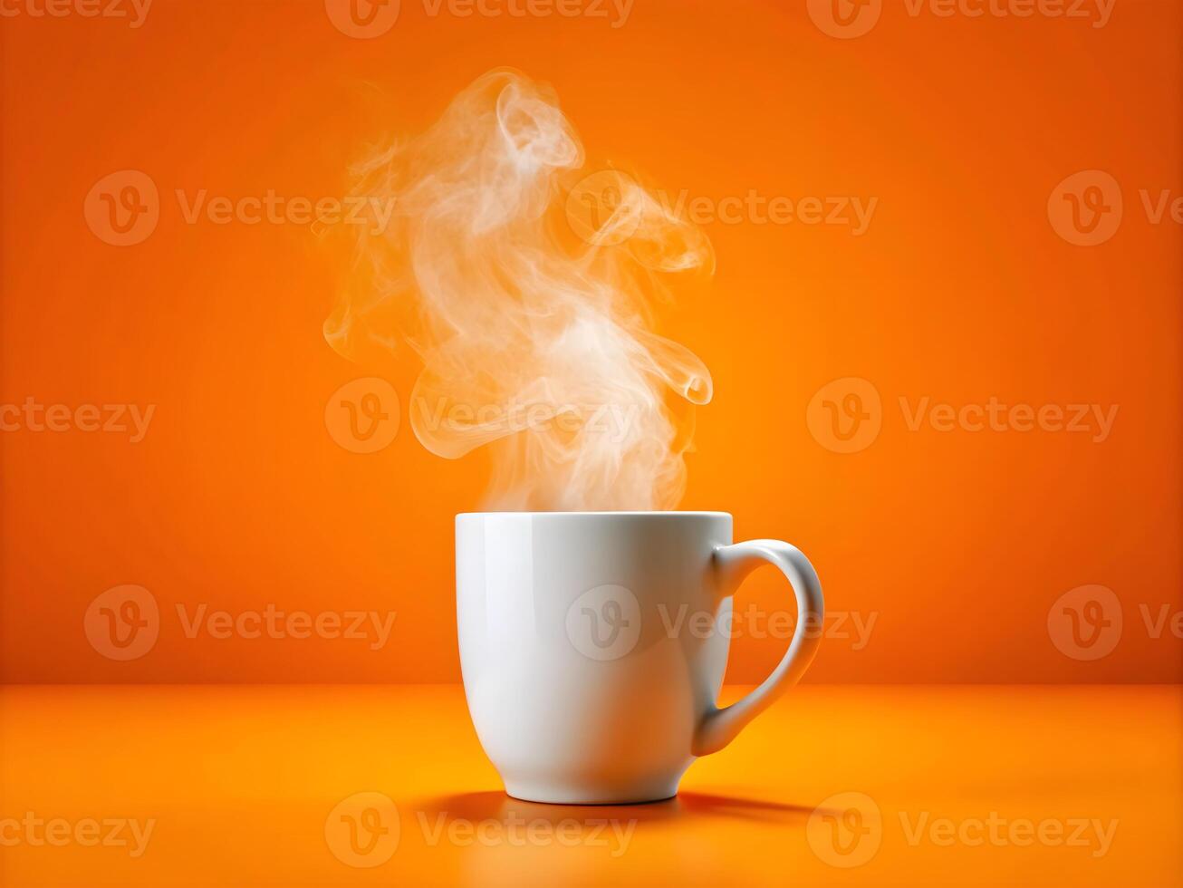 White Cup Mockup With Smoke photo