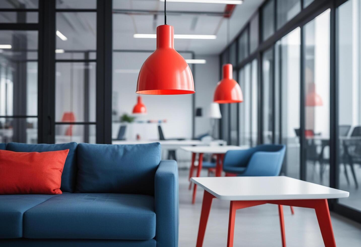 The Blurred Background Of A Modern Office Interior photo