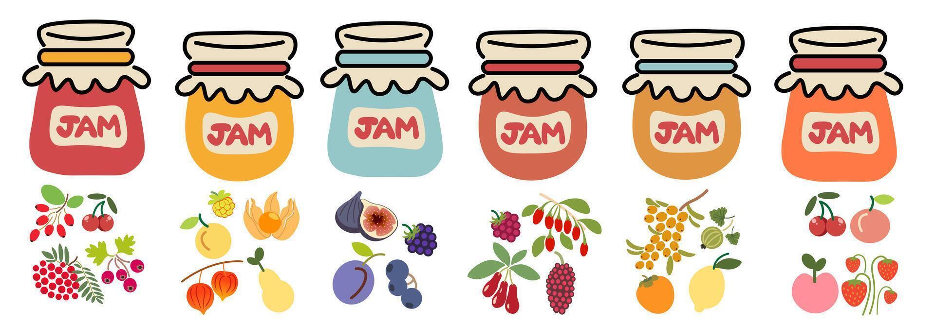 jam jars set vector