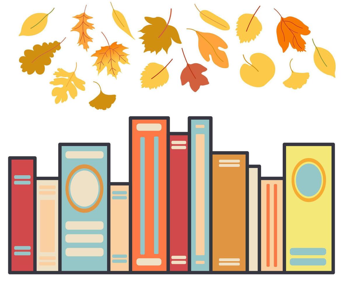 color isolated autumn stack of books vector